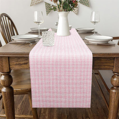 Manfei Grid Tabletop Decor for Kitchen Or Dining, Plaid Buffalo Check Table Runners for Boys Teens Adult,Dreamy Sweet Minimalist Table Mat 13 X 60 Inches, Light Pink