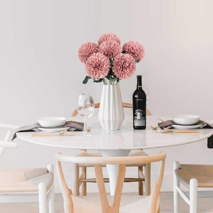 IPOPU 6PCS Pink Artificial Chrysanthemum Flowers 21.6’’ Long Stem Fake Mums Silk Faux Bouquet for Floral Arrangements Home Wedding Dining Table Party Garden Decoration(Pink)