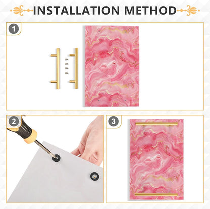 Peach Marble Decorative Acrylic Acrylic Tray with Handles Decorative Serving Trays for Jewelry Perfume for Room Service bandeja Blanca para servir