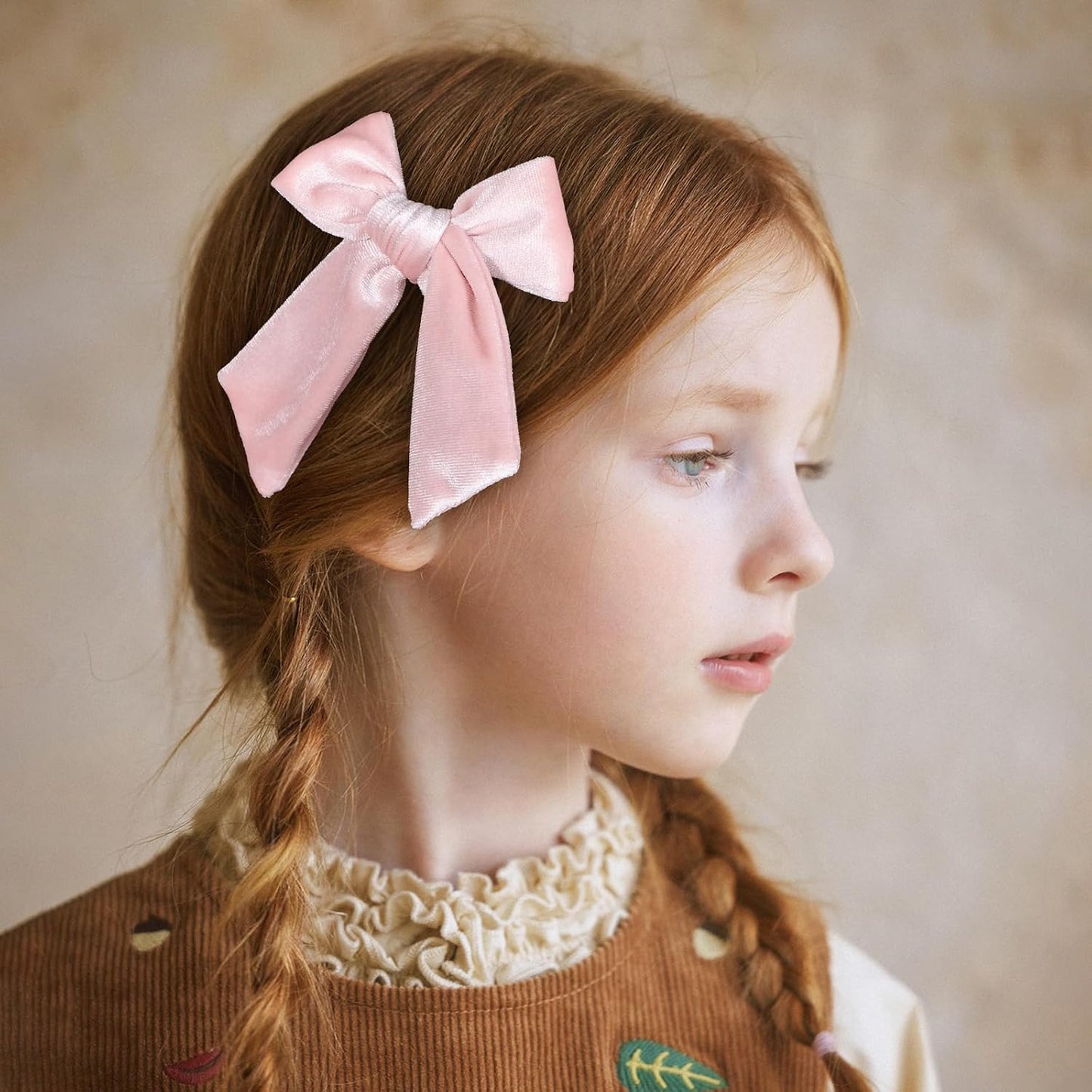 2pc Light Pink Hair Bows 4" Soft Velvet Ribbon Bowknot Alligator Clip for Teen Toddler Baby Girls Kids Women Birthday Tutu Dress Ponytail Decor Accessory Valentines Gift