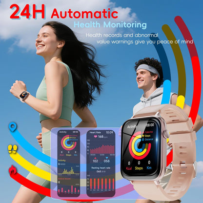 Smart Watch for Men Women Answer/Make Call, 1.85" HD Fitness Tracker with 24/7 Heart Rate & Sleep Monitor, 110+ Sports Modes, IP68 Waterproof Smartwatch, Long Battery Life for Android iOS, Pink