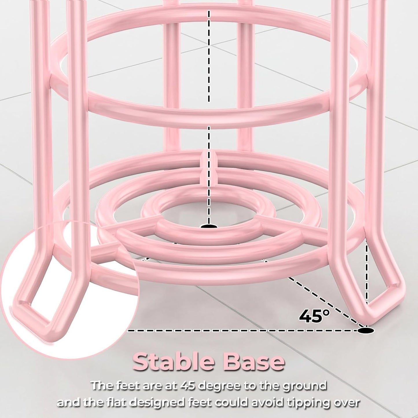 TomCare Toilet Paper Holder Toilet Paper Stand and Dispenser for 3 Spare Rolls Metal Wire Free-Standing Toilet Tissue Paper Roll Storage Shelf Bathroom Accessories Storage Organizer Pink