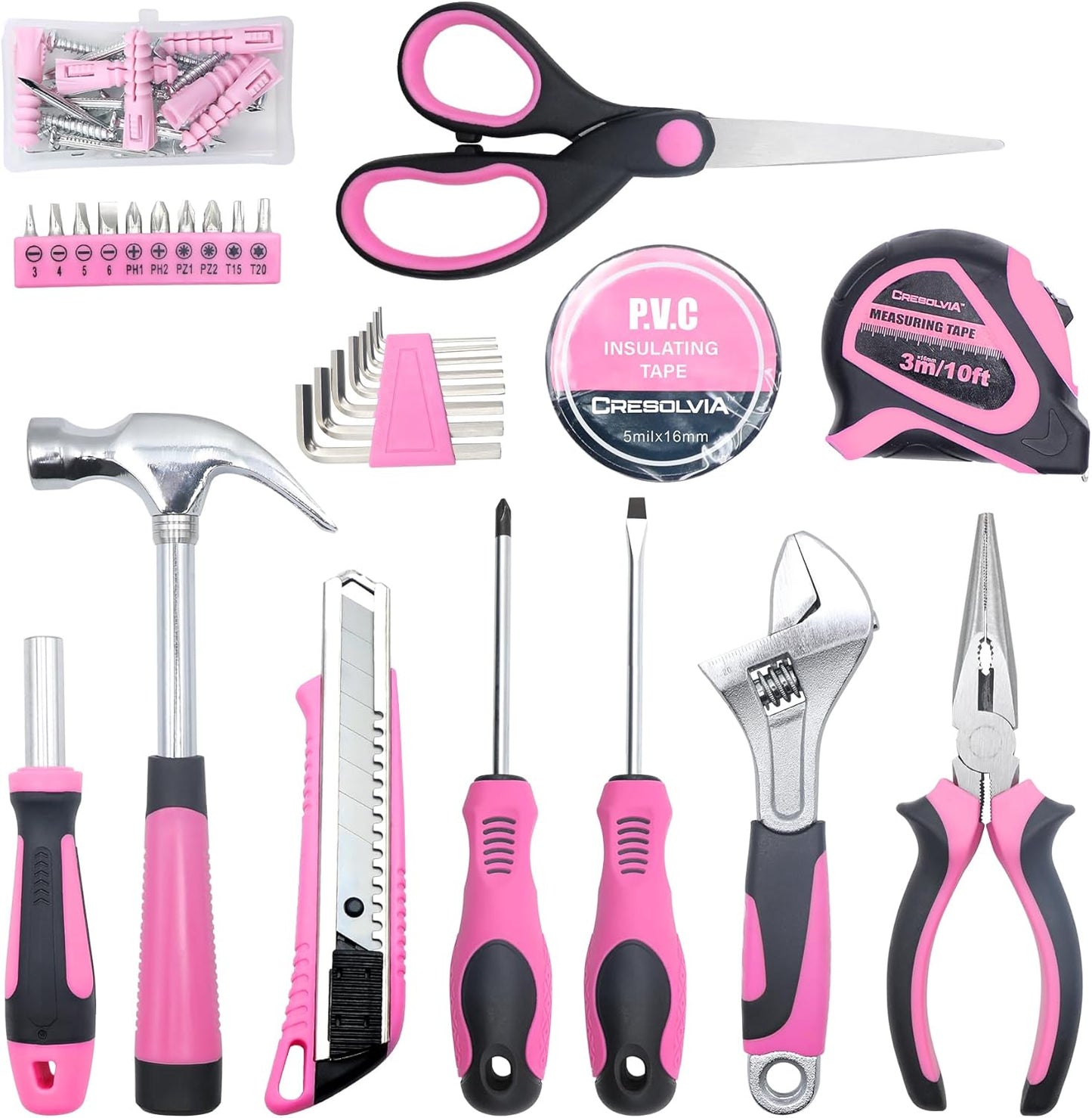 Pink Tool Kit 69 Piece Tool Kit for Women Small Basic Hand Tool Box Home Tool Set Perfect for Ladies and Girls with General Home Repairs, DIY Project,Office and College Dormitory Use