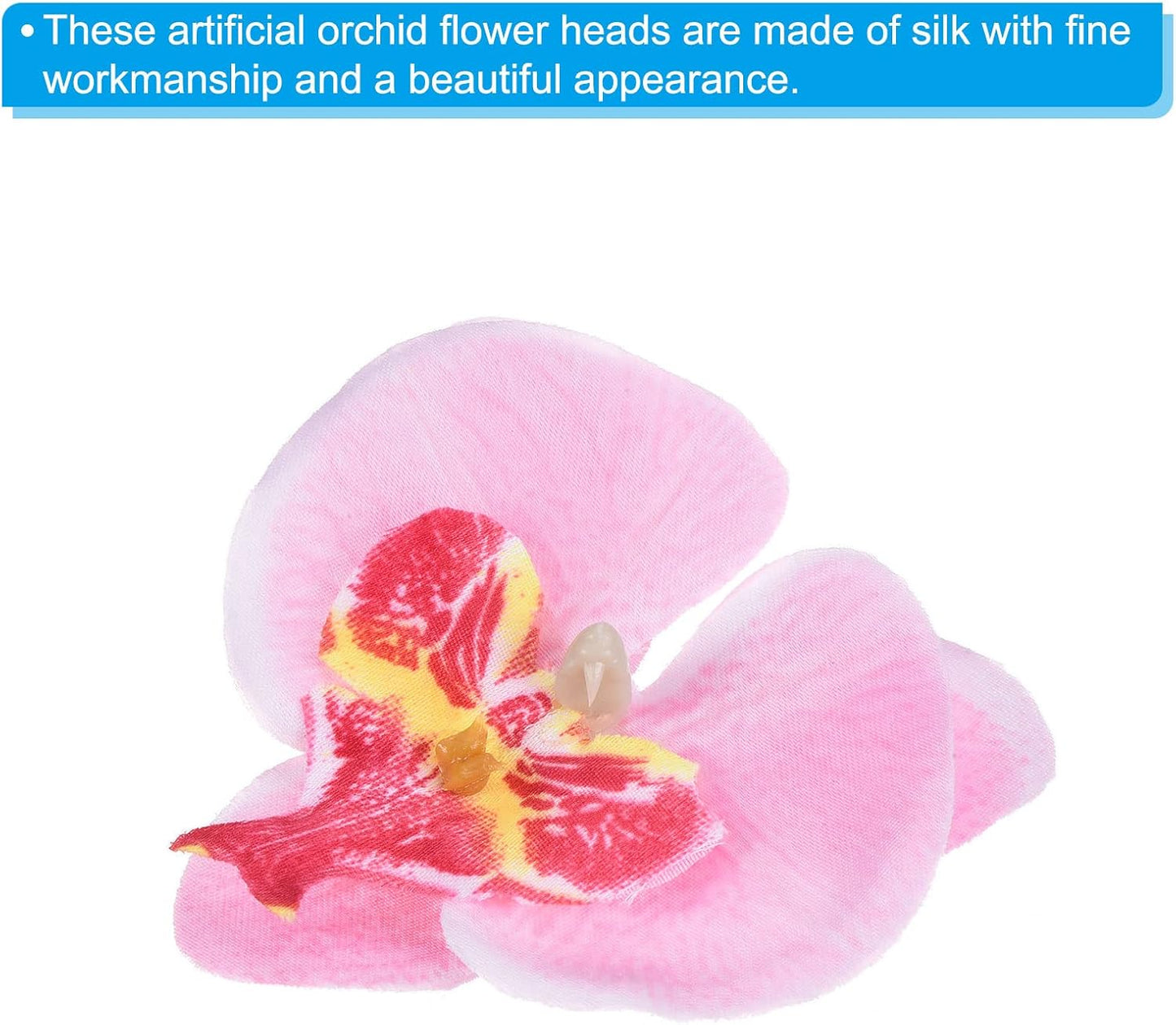 PATIKIL 2.8" Artificial Orchid Flower Heads, 20 Pack Silk Phalaenopsis Fake Butterfly Orchid Heads for Wedding Floral Bouquet Decor DIY Craft Making, Pink