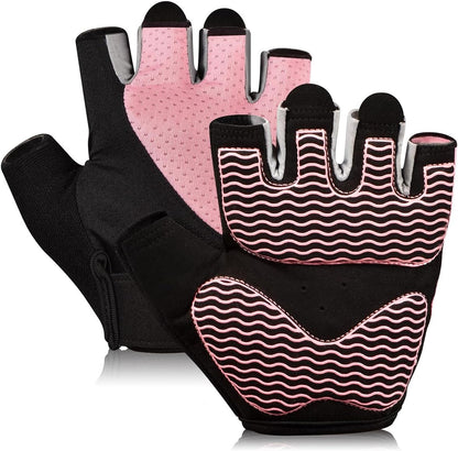 sunnex Workout Gloves for Women - Breathable Weight Lifting Gloves with Non-Slip Silicone Padding, Fingerless Gym Gloves for Cycling, Rowing, Pull Ups & Training (4 Sizes)