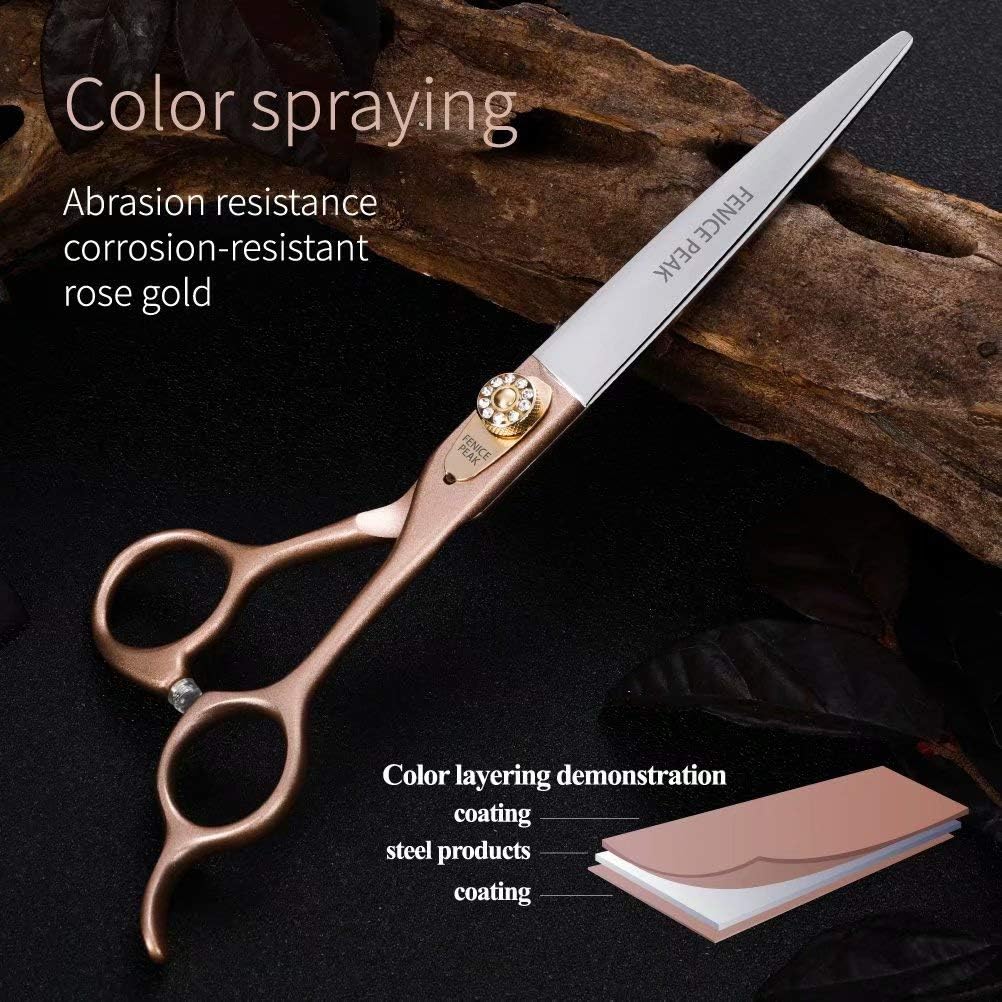 8'' Dog Straight Scissors for Grooming 440C Stainless Steel Rose Gold Professional Pet Trimming Scissors Sharp Blades Cutting for Dogs and Cats Shears