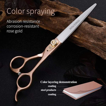 8'' Dog Straight Scissors for Grooming 440C Stainless Steel Rose Gold Professional Pet Trimming Scissors Sharp Blades Cutting for Dogs and Cats Shears