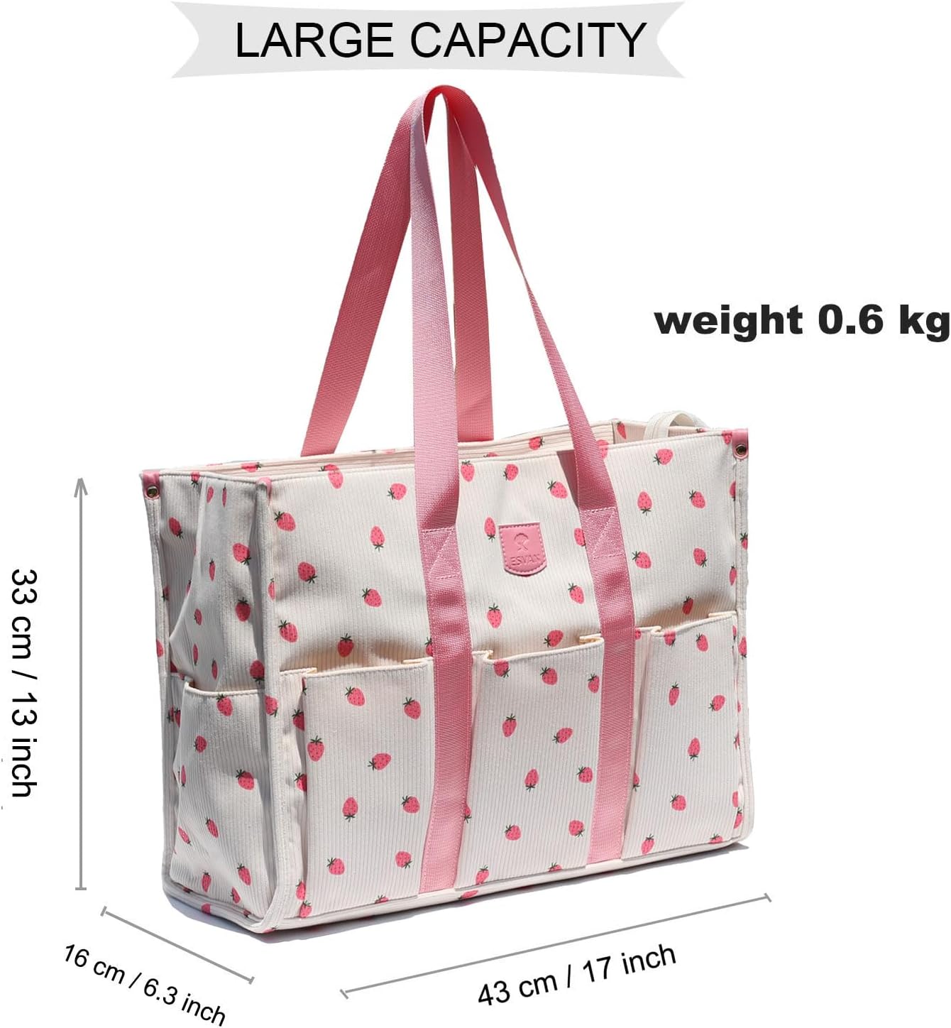ESVAN Utility Tote Bag with Zip Top Waterproof Teacher Tote Bag for Teacher Work Women Beach