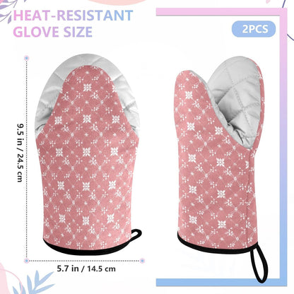 Oven Mitt 2 Pack Set Light Pink Art Kitchen Mitts Gloves for for Cooking Baking Grilling