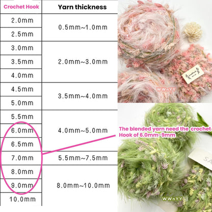Hand Spun Yarn 2 Pack of 50g/Skein Wool Cotton Mohair Acrylic with Hand Art Blended Colorful Handmade (Green 1 Pack and Pink 1 Pack)