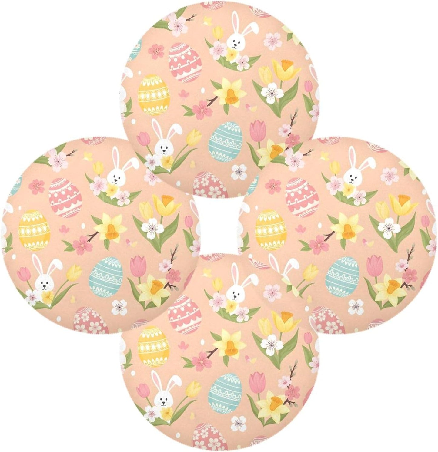 Easter Eggs Pattern Peach Place Mats Set of 4, 15 Inch Round Placemats Washable Non-Slip Table Mats for Kitchen Dining