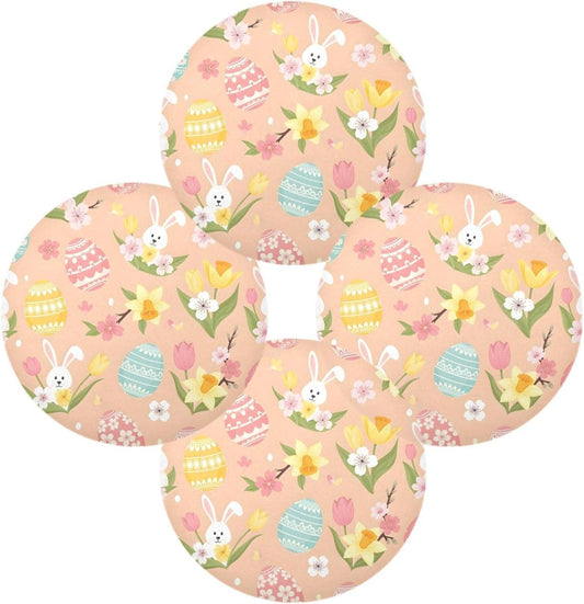 Easter Eggs Pattern Peach Place Mats Set of 4, 15 Inch Round Placemats Washable Non-Slip Table Mats for Kitchen Dining