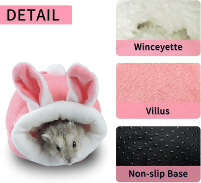 WishLotus Hamster Bed, Mini Soft and Warm Hamster House Cute Non-Slip Hamster Sleeping nest Small Animals Bedding House for Dwarf Hamsters, Mini Hedgehogs and Small Pets (Pink)