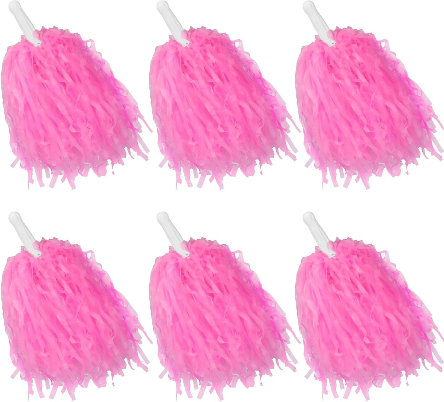 6 Pcs Cheerleading Pom Poms - School Spirit Shakers Metallic Foil Cheering Pompoms Cheer Pom with Baton Handle Plastic Squad for Adults Team Spirit Sports Party Cheering