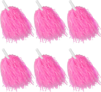 6 Pcs Cheerleading Pom Poms - School Spirit Shakers Metallic Foil Cheering Pompoms Cheer Pom with Baton Handle Plastic Squad for Adults Team Spirit Sports Party Cheering