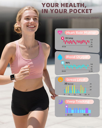 Smart Watch for Women Men, Fitness and Sleep Trackers with 1.83" HD Touchscreen, Bluetooth Calling Smartwatch for Android/iOS, IP67 Waterproof Multi-Sport Modes Pedometer, Rose Pink