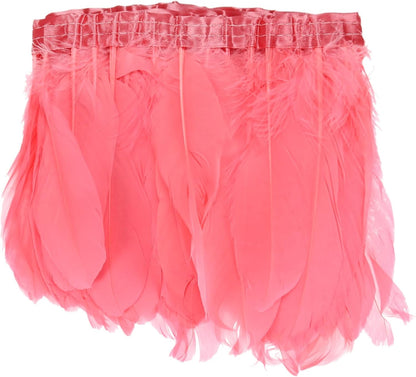 M METERXITY Goose Feathers Trim Fringe, 2 Yards 6-8" Natural Fluffy Feather Trim for Crafting/DIY Sewing/Party Clothing/Wedding Dress Decoration/Dream Catcher [Peach]
