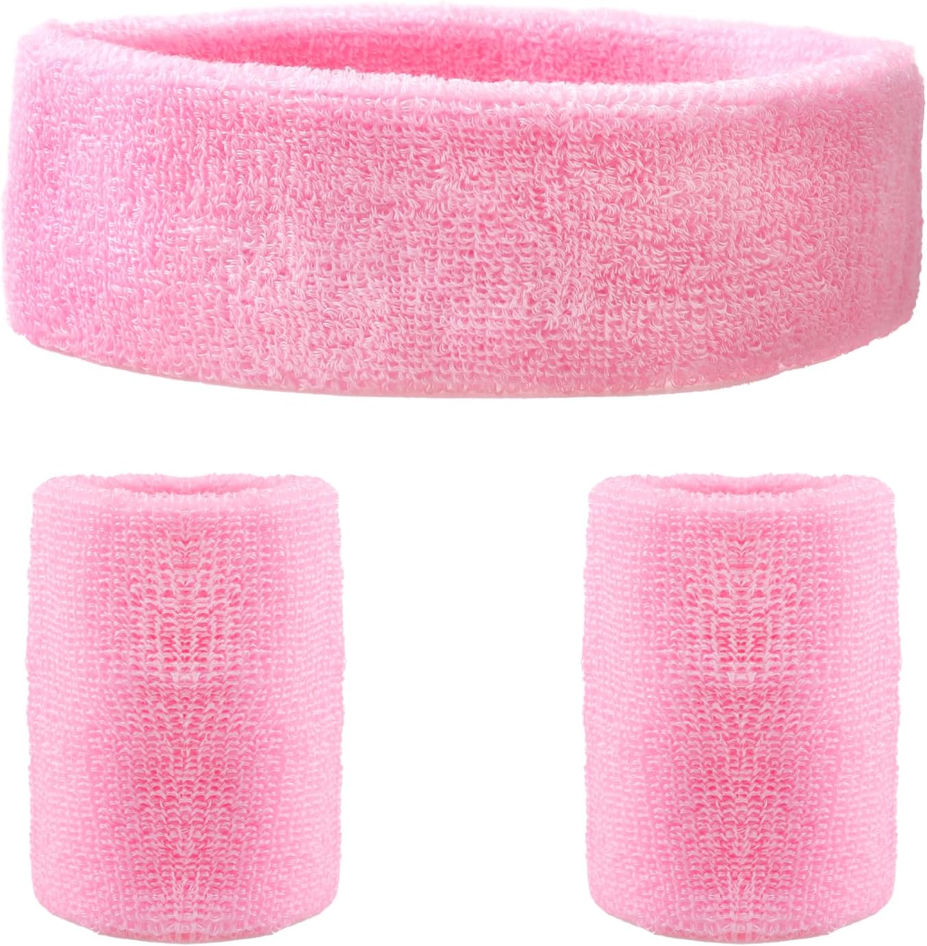 BLMHTWO 3 Pieces of Sweat Band Set, Headbands for Men Kids Sweatbands Including 1 Headband and 2 Wristbands Black Cotton Super Soft and Comfy Sweatband for Tennis Working Out Boxing Gym