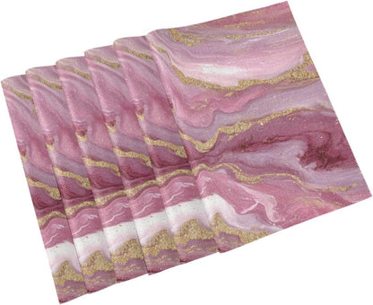 ALAZA Pink Gilded Marble Pattern 1 PC Placemats Rectangle Table Mat for Dining Table Restaurant Kitchen Home Decor, 12" x 18"