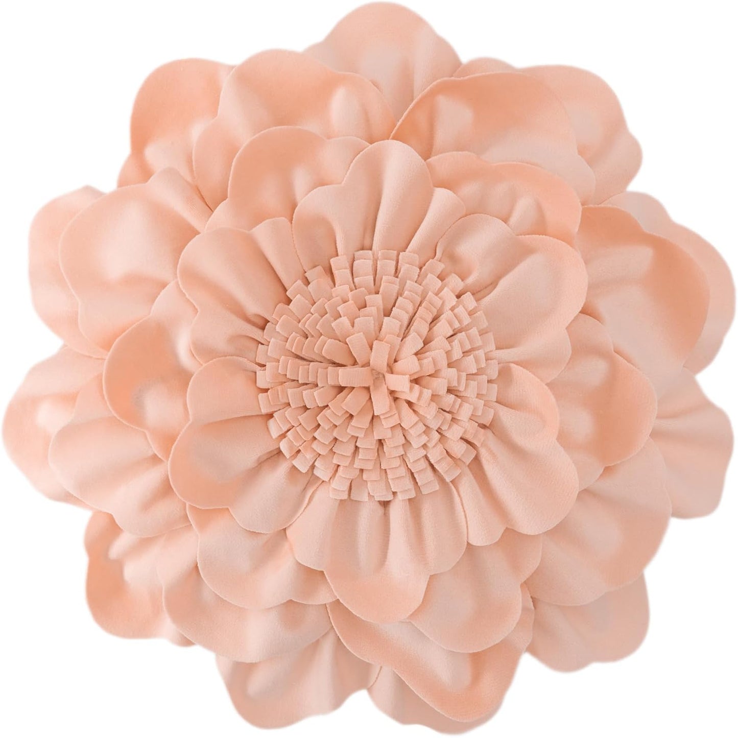 JWH 3D Flower Throw Pillow Cover Decorative Round Pillow Case Floral Cushion Velvet Pillowcase for Bed Sofa Couch Car Decor 14x14 Inches Peach Pink