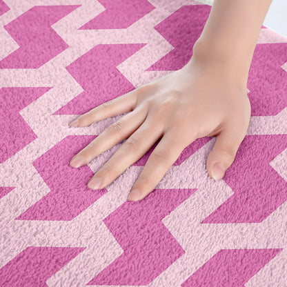 Manfei Pink Checkered Bath Mats Abstract Geometric Grid Bathroom Mats Rugs,Cute Retro Hippie Bath Carpets,Kids Boys Girls Room Decor,Non Slip Absorbent Plush Floor Rugs, 16Wx24L Inches