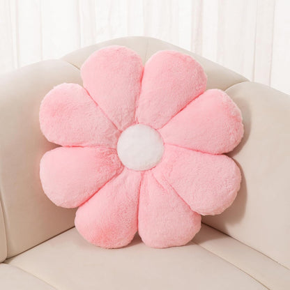 FIONOUT Pink Flower Pillow, 17.7In Daisy Pillow,Cute Floor Cushions, Room Decor & Flower Shaped Throw Pillows for Bed Couch Chair (45CM Pink)