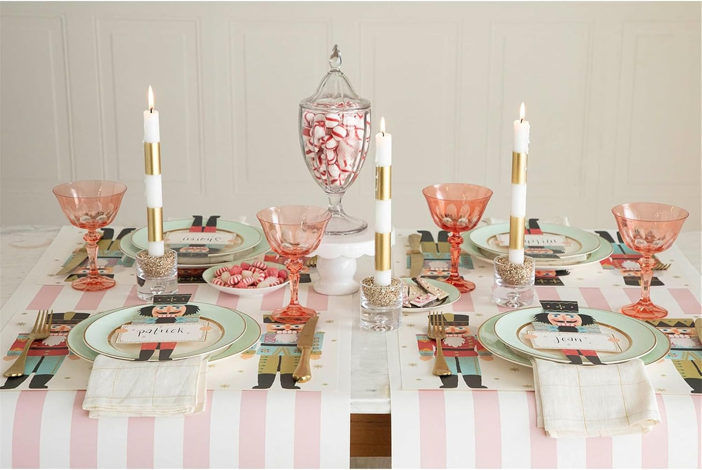 Striped Table Runner - Pink Paper Table Runner for Patries or Weddings - American Made