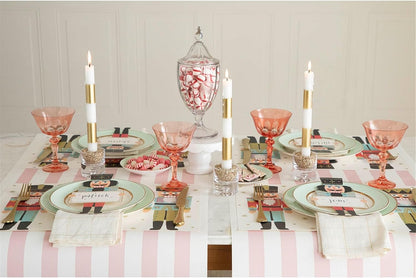 Striped Table Runner - Pink Paper Table Runner for Patries or Weddings - American Made