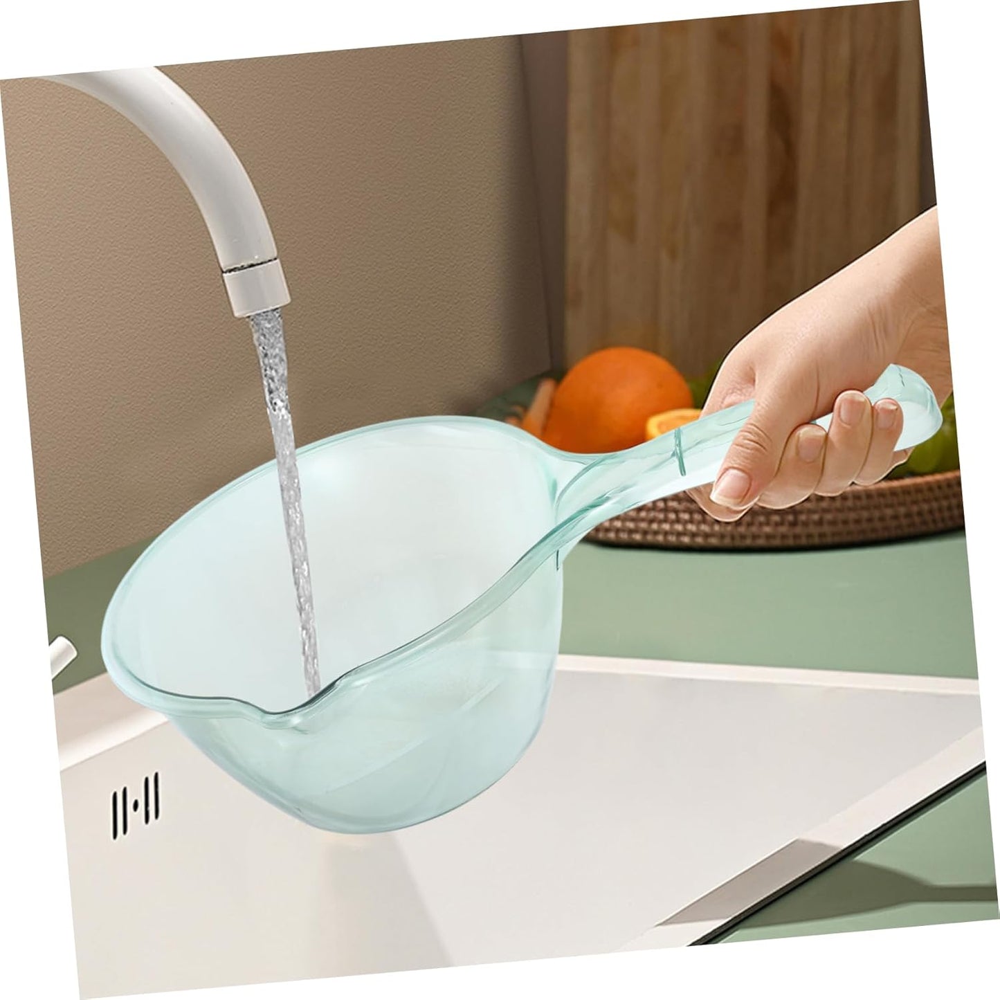 Healifty 3pcs Thickened Transparent Water Ladles for Kitchen and Bath Multipurpose Household Scoop Spoons in Pink Light Green Brown for Plant Watering Food Scooping and Washing Tasks