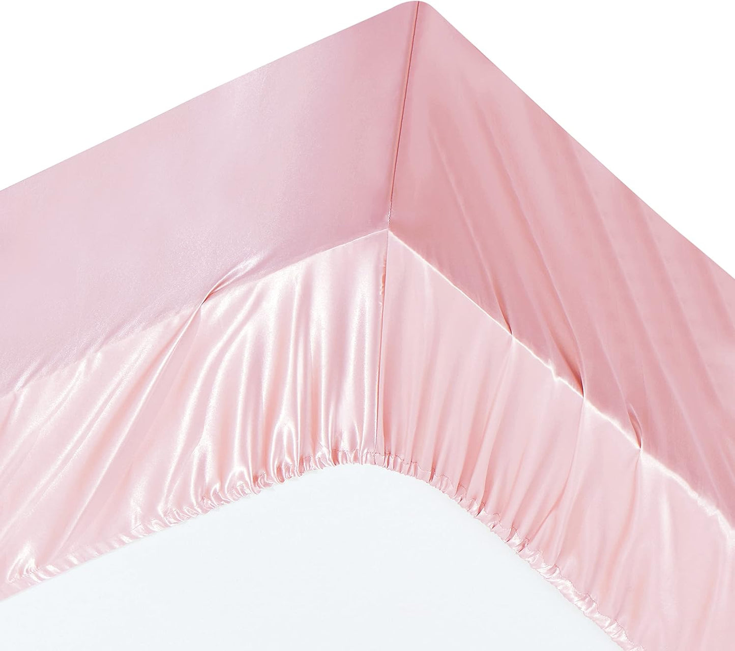 Ersmak 4 Pieces Satin Sheets Set Twin Size, Luxury Silky Blush Pink Satin Bed Sheets Set with 1 Deep Pocket Fitted Sheet, 1 Soft Flat Sheet, 1 Queen Pillowcases and 1 Body Pillowcase