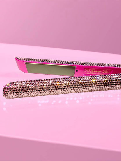 Pink Flat Iron Titanium Hair Straightener with Rhinestones Straightening Wand Titanium Flat Iron 1" Hair Straightener Flat Iron Quick Heat Up with Constant Heat Flat Iron for a Smooth Finish
