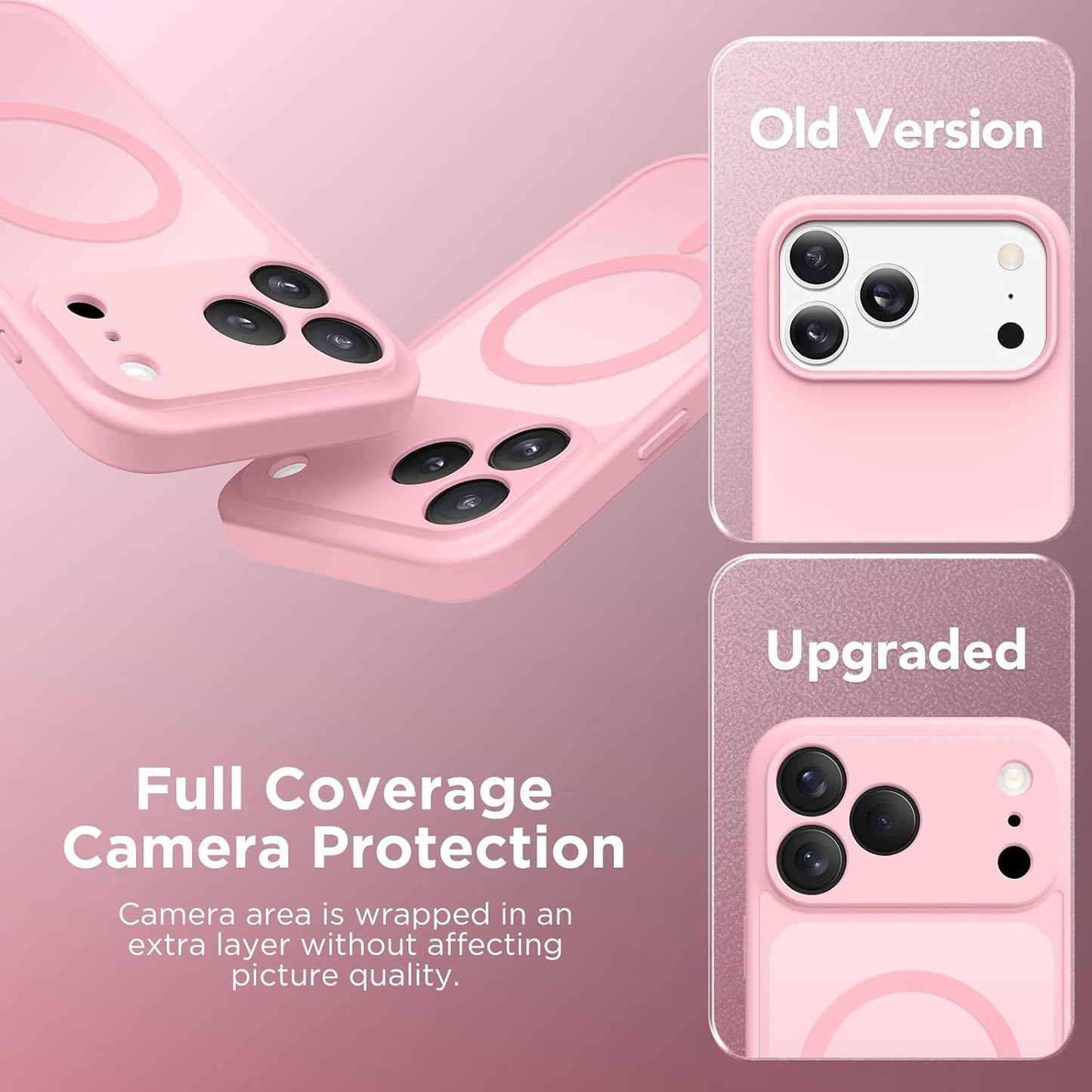 CAPRARO Magnetic for iPhone 17 Pro Case, Upgraded [Full Camera Protection] [Compatible with MagSafe] Protective Translucent Matte Women Girl Phone Case Cover, Peach Pink