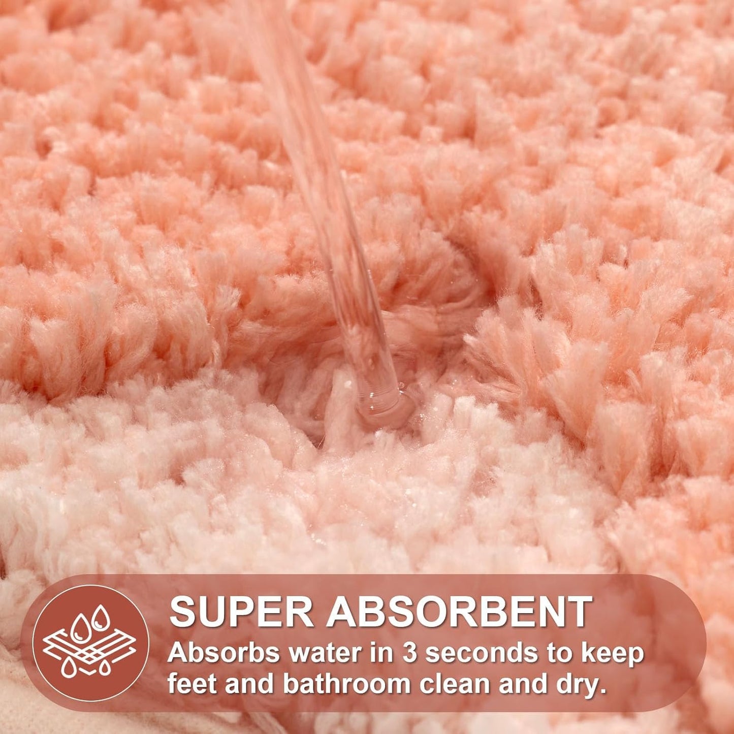 ORTIGIA Cute Coral Pink Scalloped Bath Mat, Fun Plush Microfiber Scallop Bathroom Rugs Non Slip Washable Quick Dry Absorbent, Bath Rug Carpet for Shower Stall Vanities Kitchen Floor Entrance, 20x32