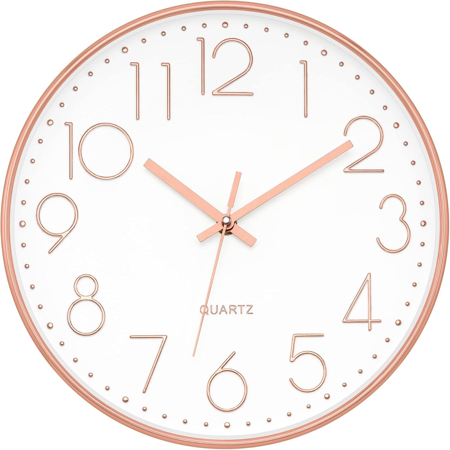 Foxtop 14 Inch Large Wall Clock Silent Non-Ticking Battery Operated Round Quartz Modern Wall Clock Decorative for Living Room Bedroom Kitchen Home Office (Rose Gold)