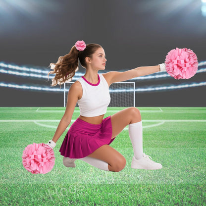Hooshing 5PCS Cheerleading Pom Poms and Cheerleader Hair Ties with Poms for Sports Spirits Adults Basketball Football Birthday Performance