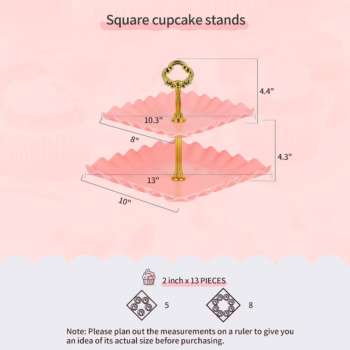 Pack of 11 NWK Cake Stand Set, with 3 x Two-Tier and 3 x Three-Tier Cupcake Stands, 4 x Appetizer Trays, 1 x Tablecloth for Birthday Bridal Baby Shower Party (Pink)
