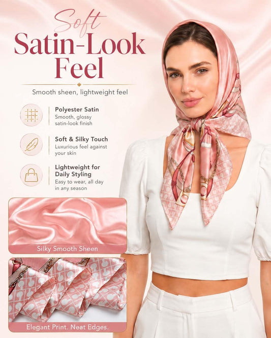 corciova 35 x 35 Satin Square Scarf for Women, Silk-Feel Hair Wrap, Large Bandana, Neck Wrap, Headscarf & Fashion Accessory
