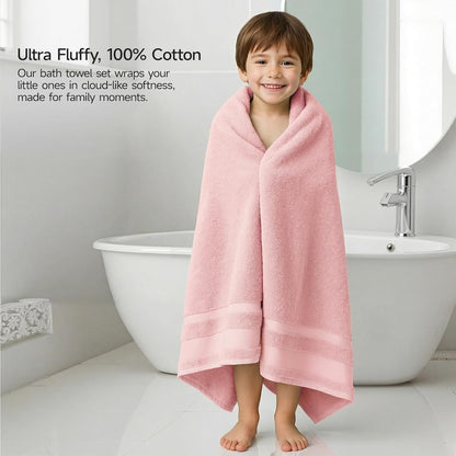 REDKISS 100% Cotton Bath Towels Set of 2, Extra Large Bath Sheets 35 X 70 Inches, Super Soft, Highly Absorbent & Quick Dry Shower Towels for Bathroom, Gym, Spa, Pool & Hotel, Pink