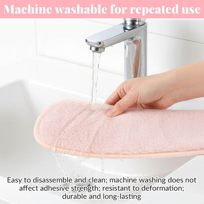 Pink Toilet Seat Cover Thick and Warm Toilet Seat Cushion Cover Warm Plush Thick Padded Washable and Reusable Self-Adhesive Mat for Winter Non Slip Soft Toilets Seats Cushion Double Flap Separation