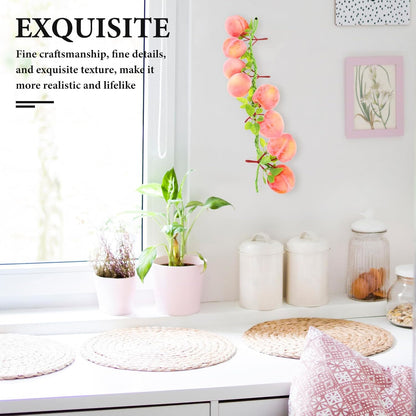 Luxshiny 3Pcs Artificial Peach Hanging Pendants 19.68In Faux Lifelike Simulation Fruit Strings for Home Kitchen Decor Photo Props