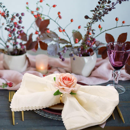 Honeydak 8 Set Mother's Day Napkin Ring Rose Flower Metal Napkin Ring Designed with Rose Serviette Buckle for Mother's Day Wedding Anniversary Party Dinner Table Decoration (Pink)