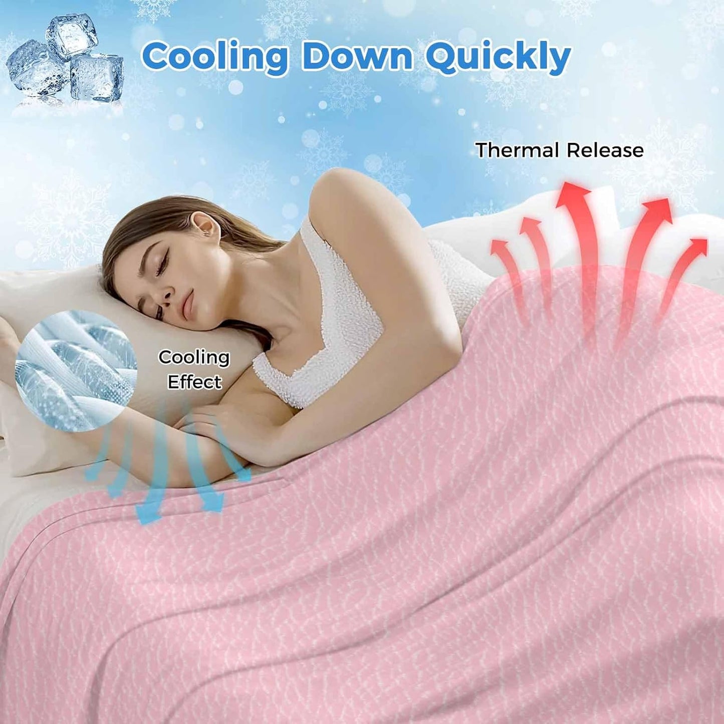 Solid Pink Cooling Blanket, Lightweight Breathable Summer Throw Blanket with Double Sided Cold Effect,Romantic Minimalism Abstract Denim Texture Picnic Beach Blankets Bed Sheet for Sleepers 30"x40"