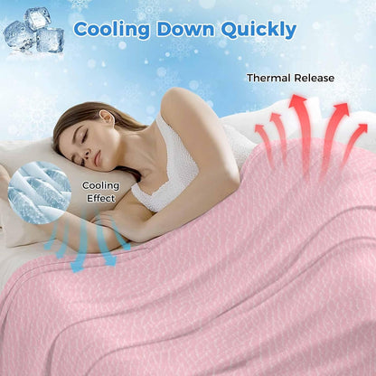 Solid Pink Cooling Blanket, Lightweight Breathable Summer Throw Blanket with Double Sided Cold Effect,Romantic Minimalism Abstract Denim Texture Picnic Beach Blankets Bed Sheet for Sleepers 30"x40"