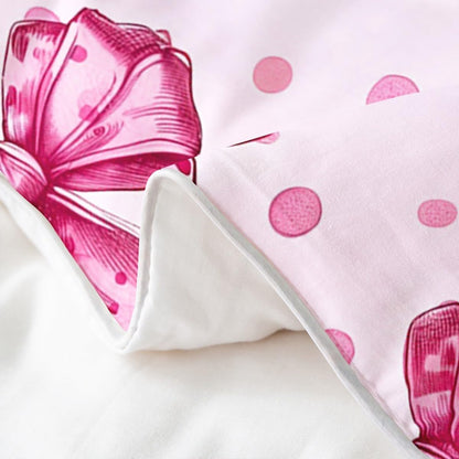 Erosebridal Pink Princess Bow 100% Cotton Duvet Cover Twin Cute Coquette Bowknot Bedding Set for Kids Girls Adults Kawaii Ribbon Bow Comforter Cover Pink Watercolor Polka Dot Bed Set 2 Pcs