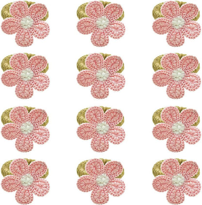 Flower Napkin Rings Set of 12, Handmade Faux Pink Daisy Napkin Ring, Serviette Buckles Holder for Table Decor Banquet Wedding Birthday Thanksgiving Easter Holiday Daily Use