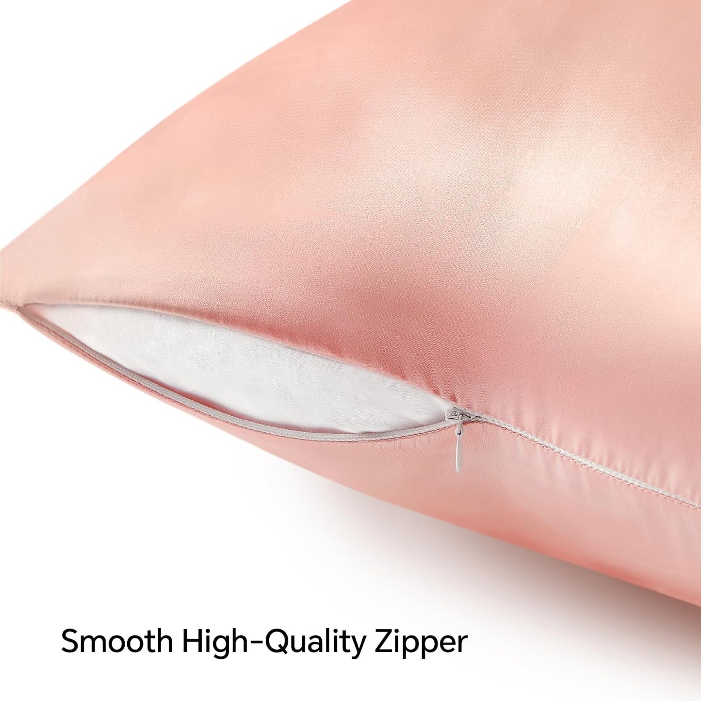 BEDELITE Satin Pillowcase with Zipper 2 Pack, Coral Pillow Cases Standard Size, Super Soft and Cooling Similar to Silk Pillow Cases, Gift for Women Men(20x26 Inches)