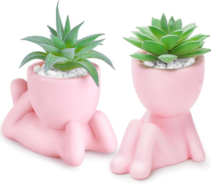 Der Rose 2 Pack Pink Succulents Plants Artificial Small Fake Plants Ideal Gift for Home Office Desk Decor
