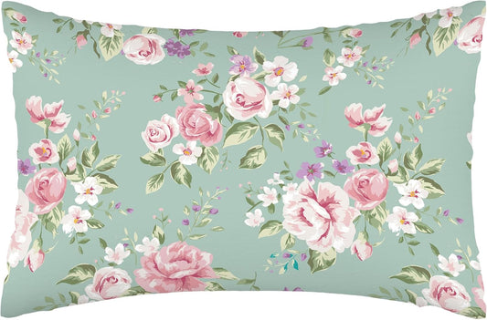 Satin Pillowcase Vintage Pink Floral and Leaves Silk Pillowcase for Hair and Skin,Queen Pillowcase Soft and Smooth with Hidden Zipper Suitable for Women 20x30 Inch