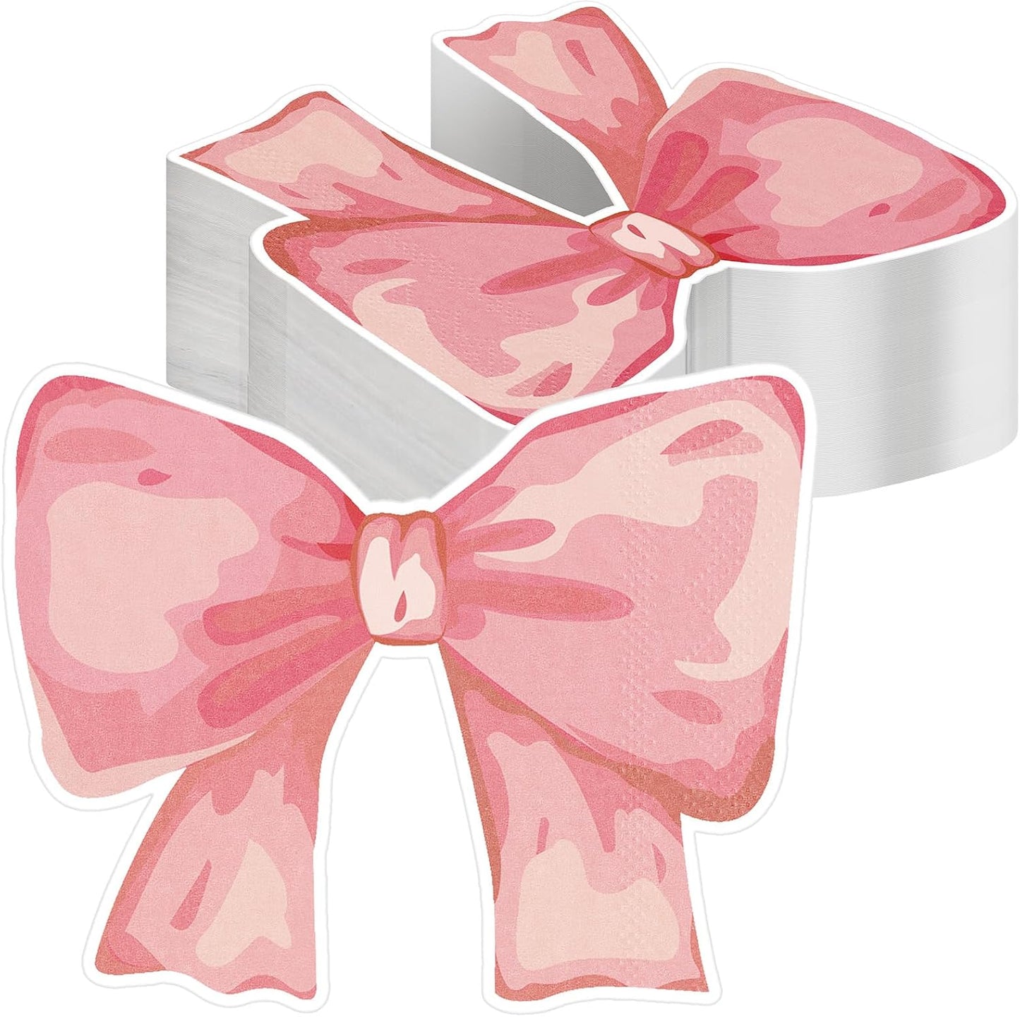50 Pcs Pink Bow Paper Napkins Bowknot Shaped Coquette Bow Napkins for Coquette Wedding Party Supplies Bachelorette Decorations Bridal Engagement Baby Shower Birthday Tea Party