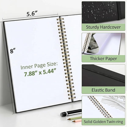 Forvencer 2 Pack Blank Spiral Notebook, 8"x 5.6"Hardcover Sketch Book, 100GSM Thick Paper, Art Sketchbook for Women & Adult, 100 pages / 50 Sheets Drawing Book Journal for School Office Drawing, Pink